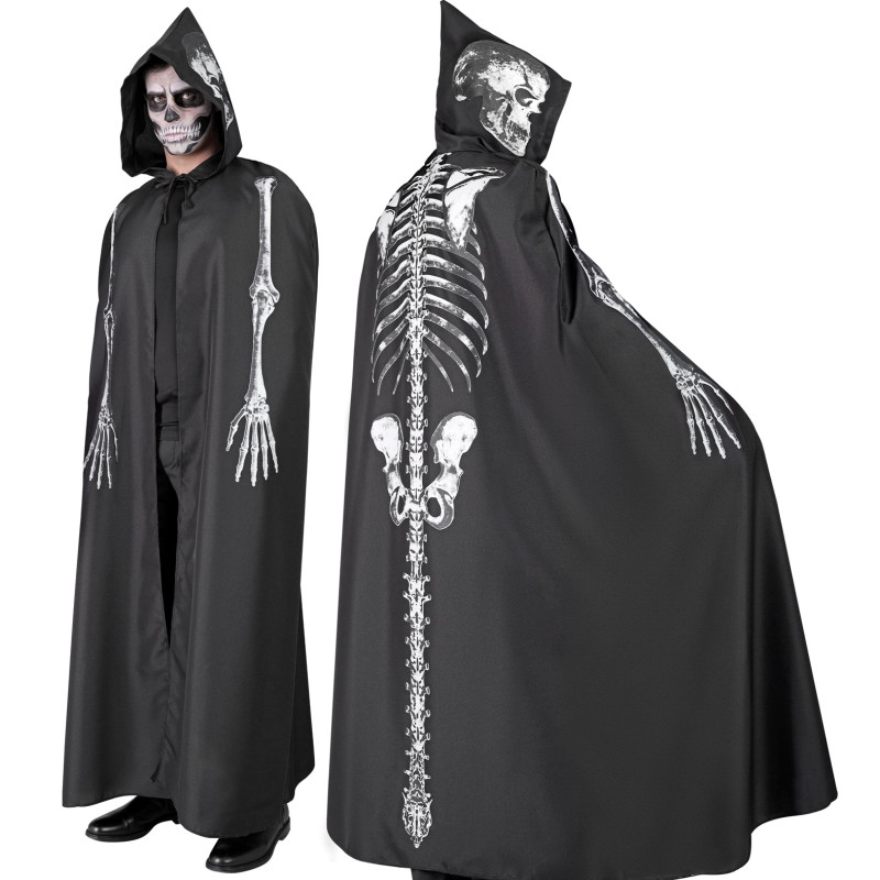 Plášť s potiskem skeleton s kapucí Plášť s potiskem skeleton s kapucí